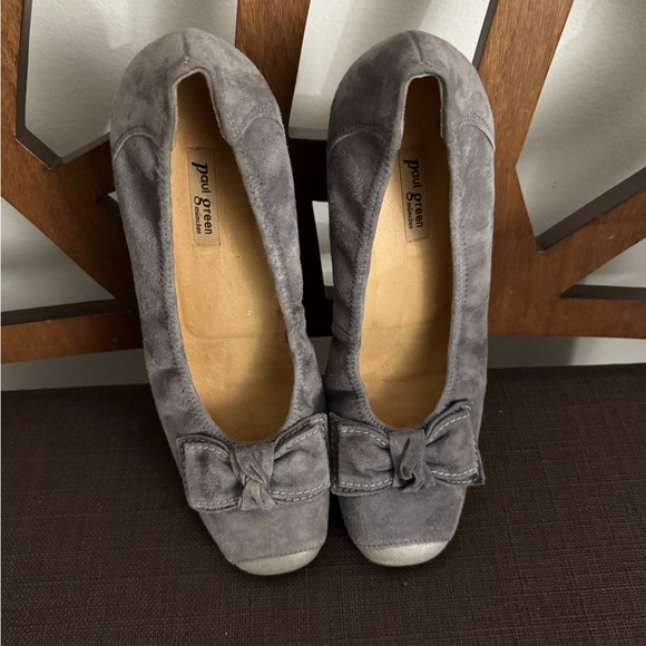 Paul Green sky blue suede wedges with bow tie 5.5 - Picture 3 of 12